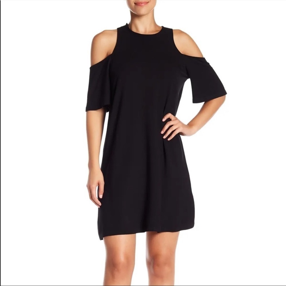 NWT CUPCAKES & CASHMERE Black Cold Shoulder Dress